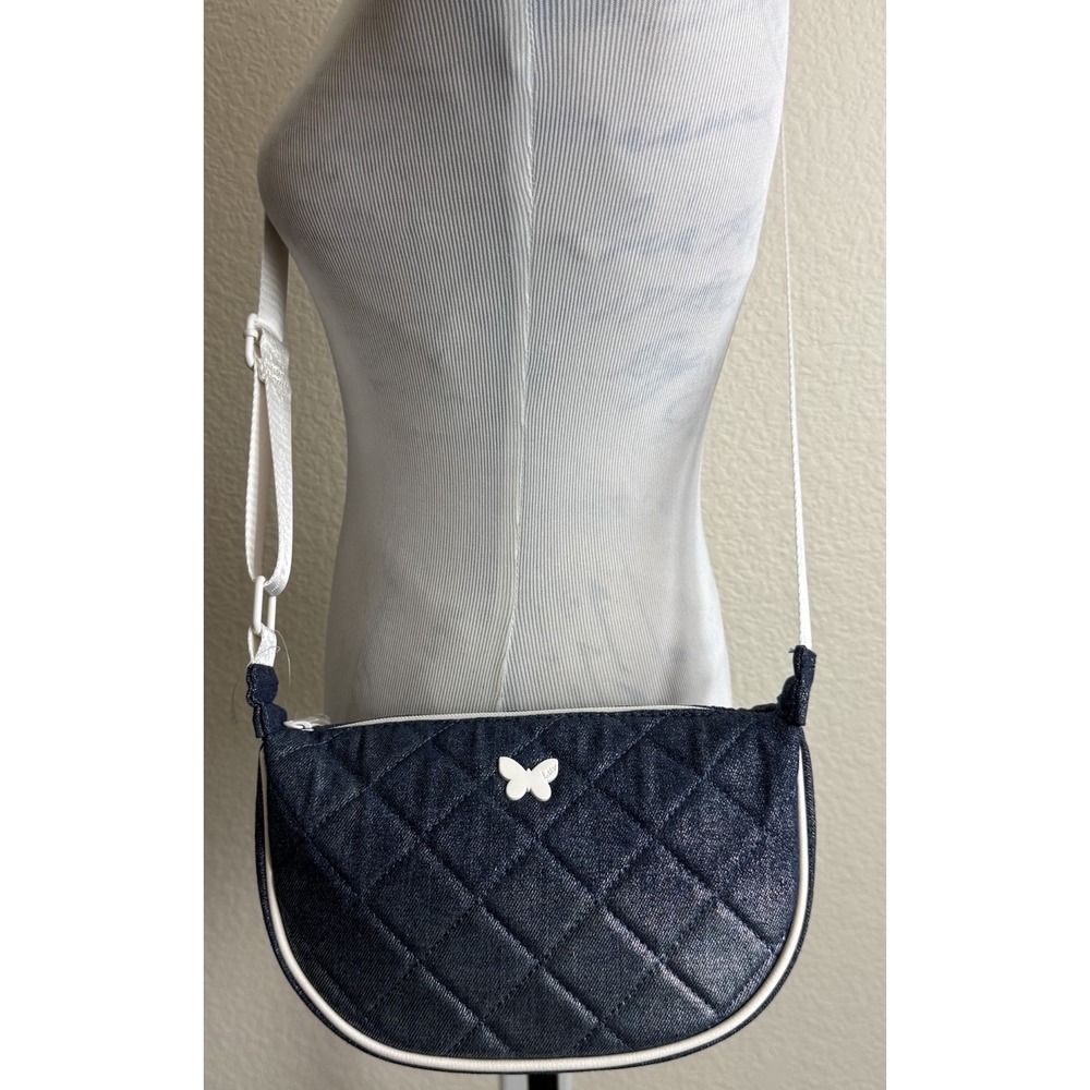 Betseyโ Johnson Sling Crossbody Bag Iridescent Denim Butterfly Luv Betsey NEW